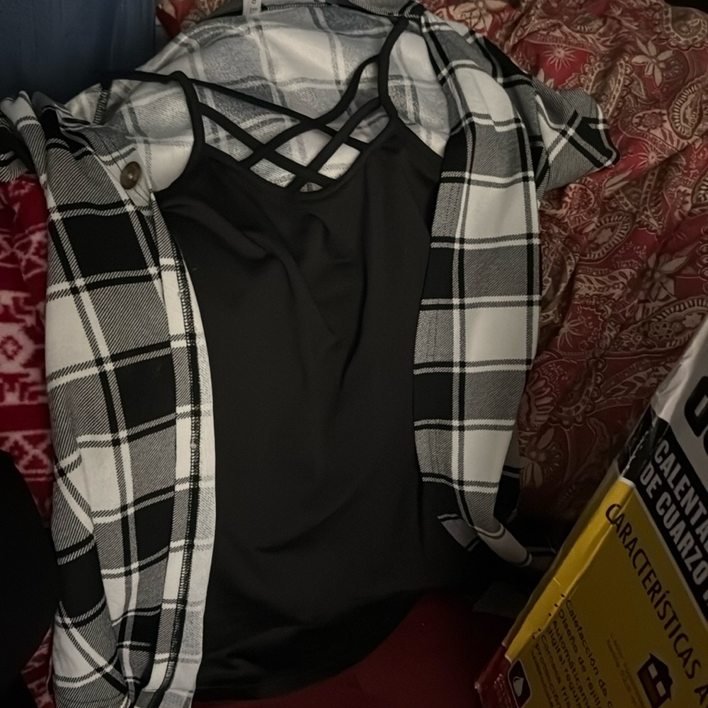 plaid dress with flannel over it